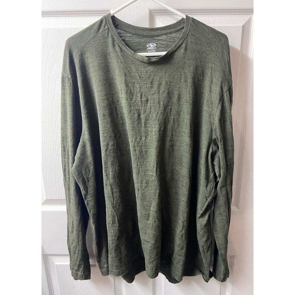 Long Sleeved T-Shirt Mens 2XL Army Green  Athletic Works Round Neck Casual